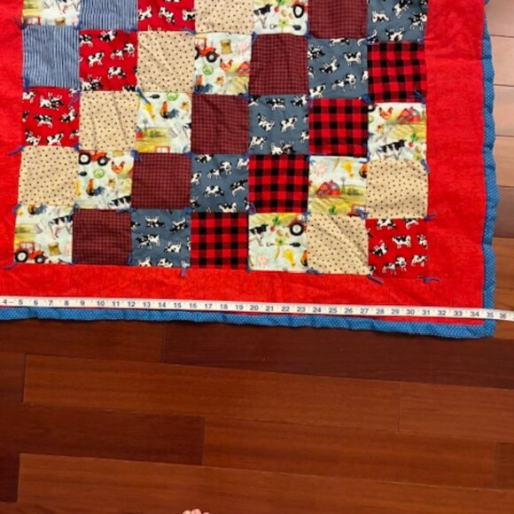 Baby Child Farm Barn Animals 35" x 42" Handmade Quilt Blanket Throw Gift Shower - Picture 5 of 6